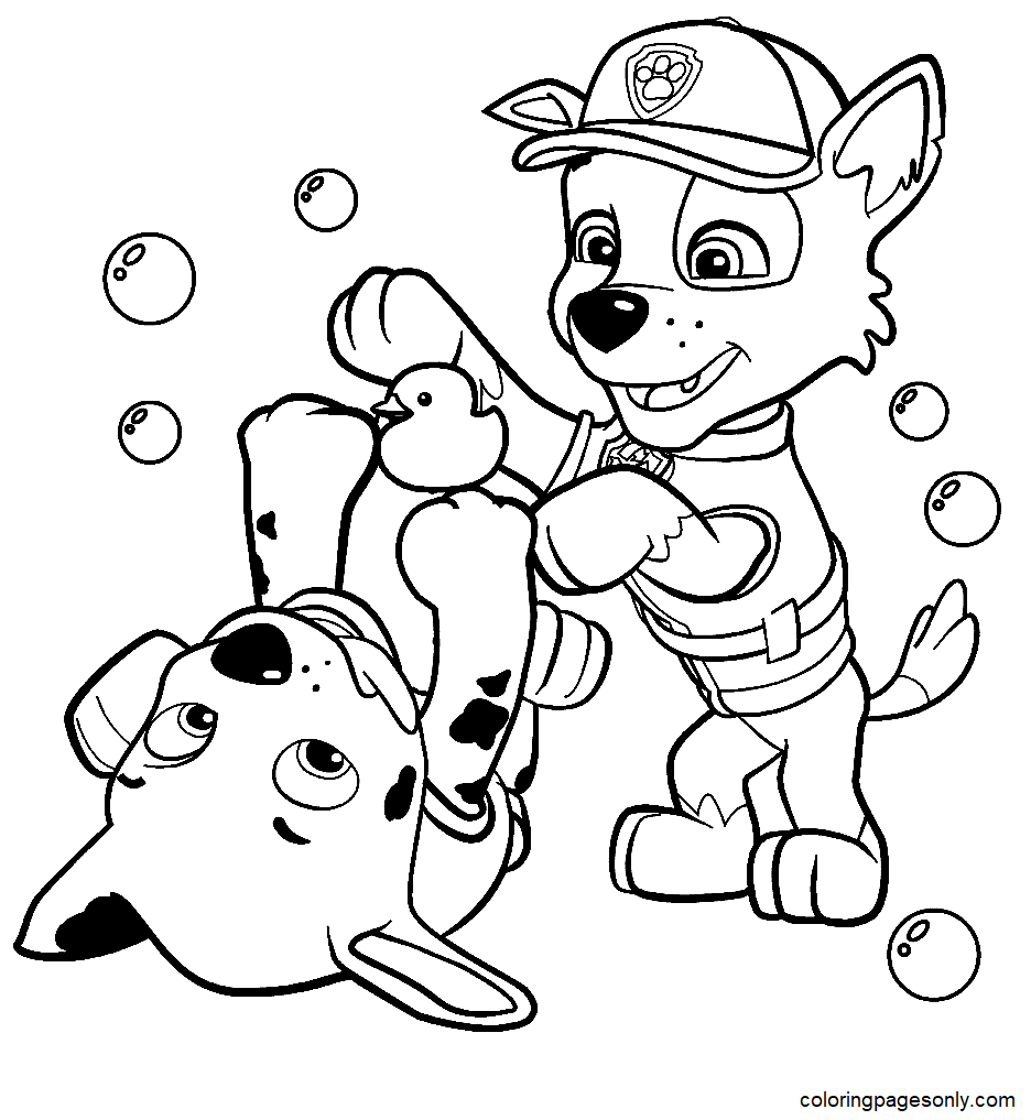 Coloriage Paw Patrol Rocky Et Marshall