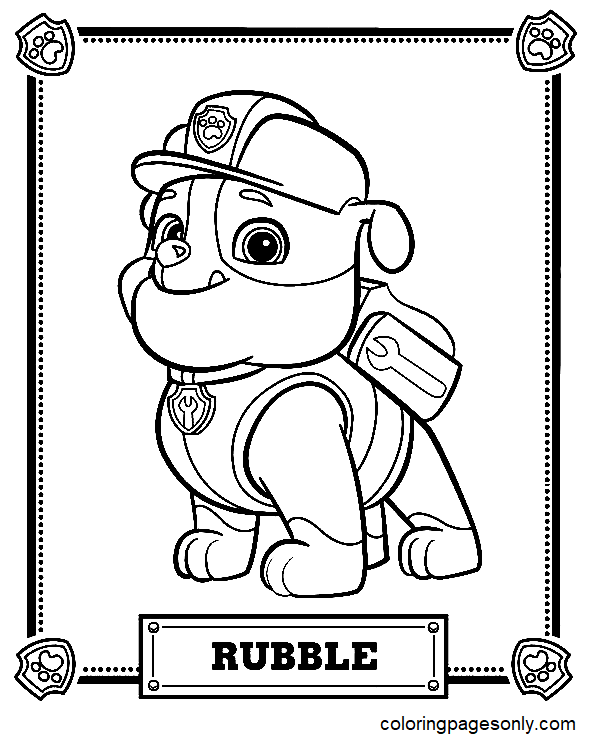 Paw Patrol Rubble Printable Coloring Page