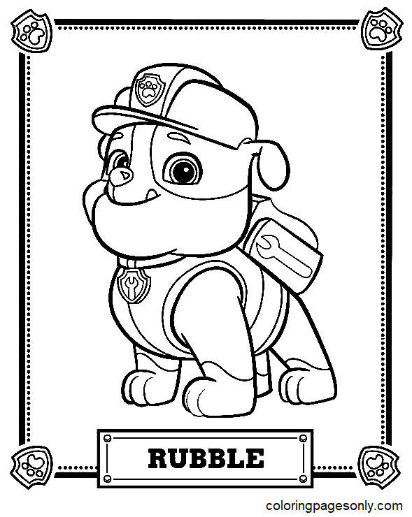 Pagina da colorare stampabile di Paw Patrol Macerie