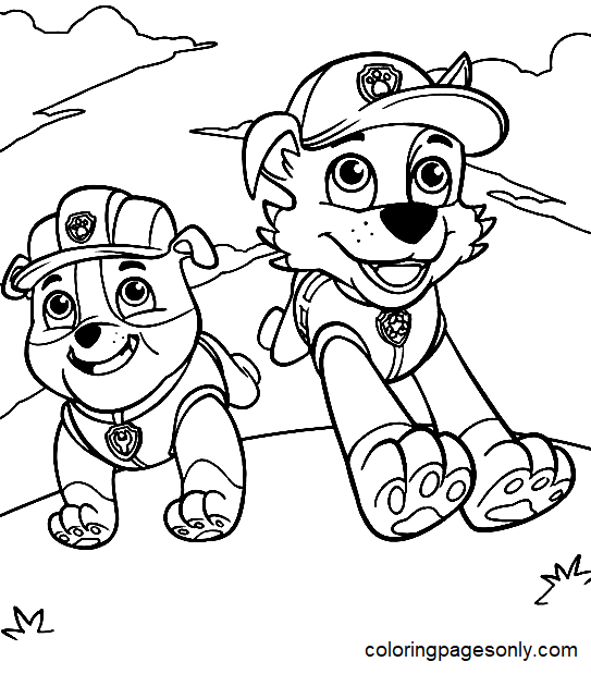 Paw Patrol Rubble and Rocky Coloring Page