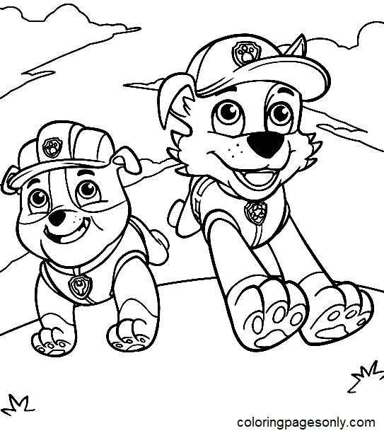 Pagina da colorare di macerie e rocce di Paw Patrol