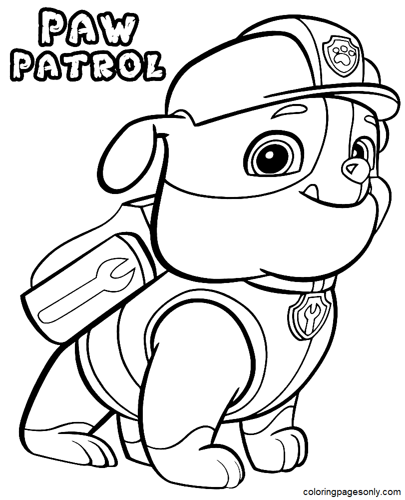 Paw Patrol Rubble Coloring Page