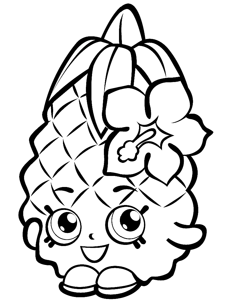 Fruit Pineapple Shopkins Coloring Page