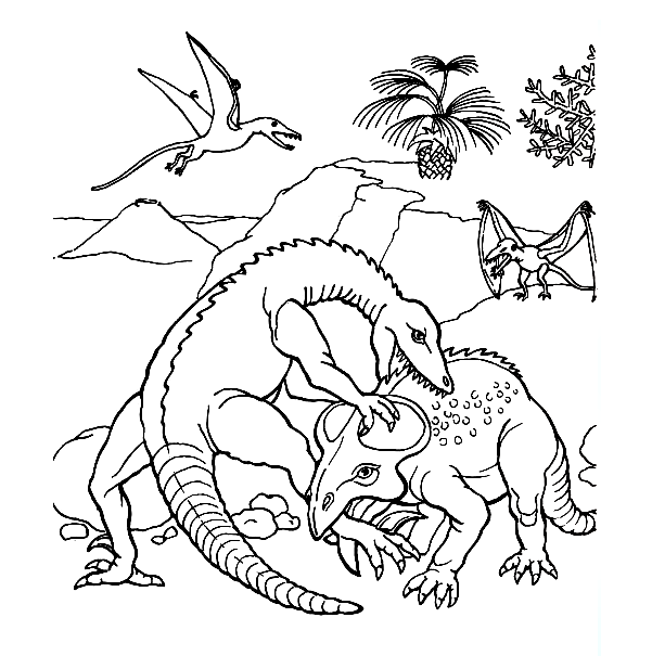 Protoceratops Fights Coloring Page