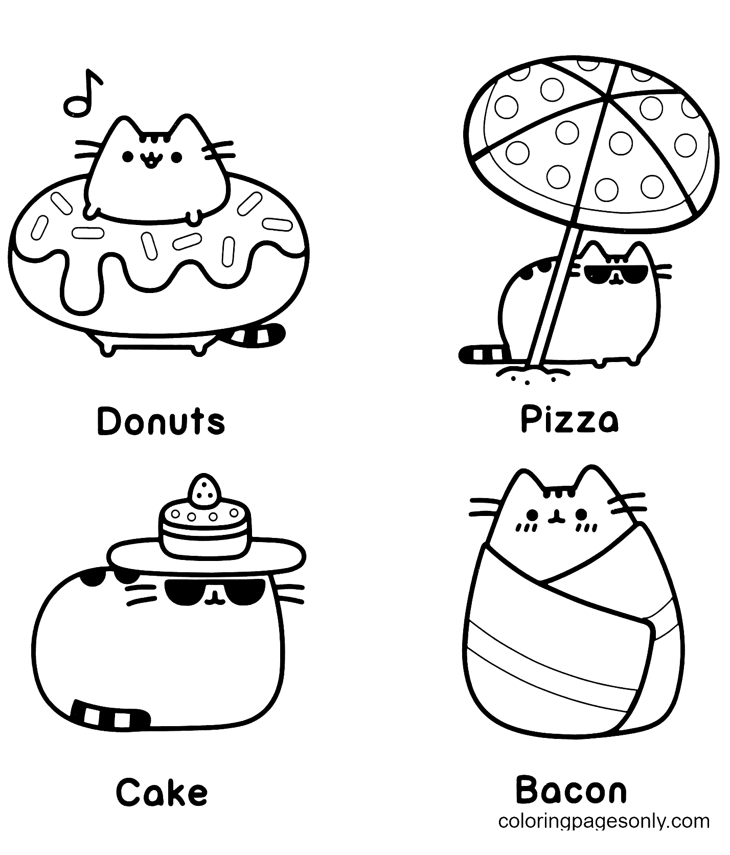 Pusheen Beach Essentials Coloring Pages