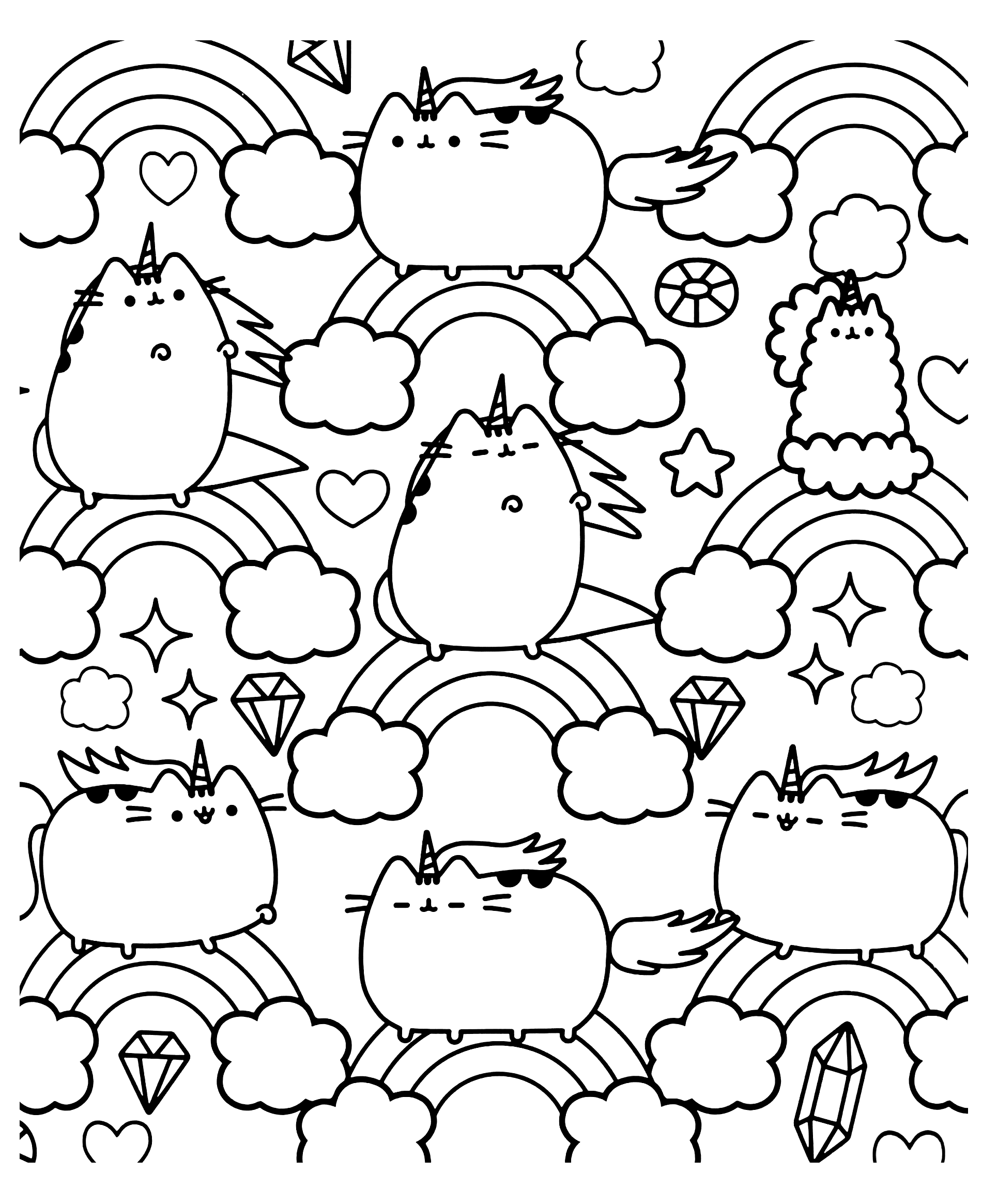 Pusheen to color for kids – Pusheen Kids Coloring Page