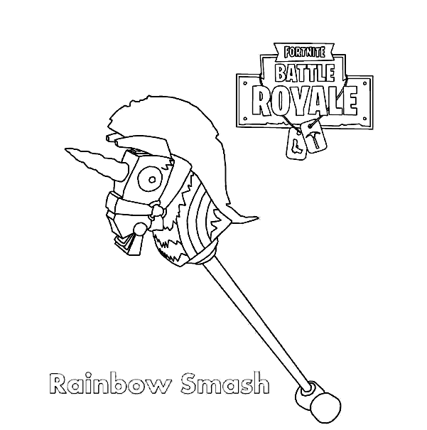 Rainbow Smash Pickaxe is an Epic Harvesting Tool in Fortnite Battle Royale Coloring Pages