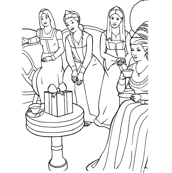 Rapunzel and three sisters Coloring Pages