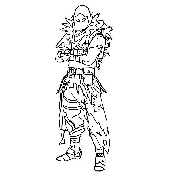 Raven in Fortnite has feathered black wings Coloring Page