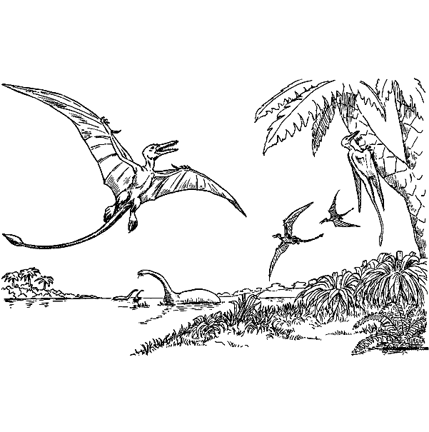 Rhamphorhynchus From Dinosaurs Coloring Page