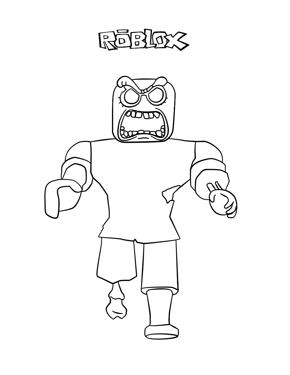 The Roblox Zombie shows its teeth Coloring Page