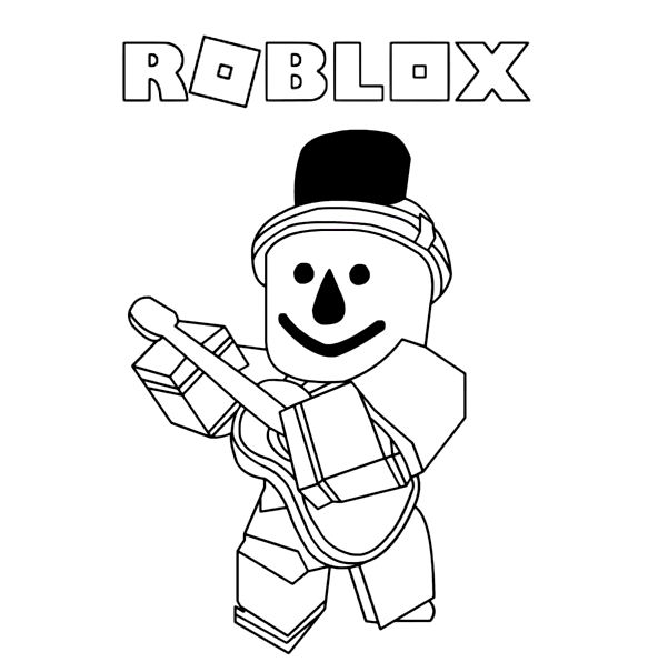 Roblox funny noob plays the guitar Coloring Pages