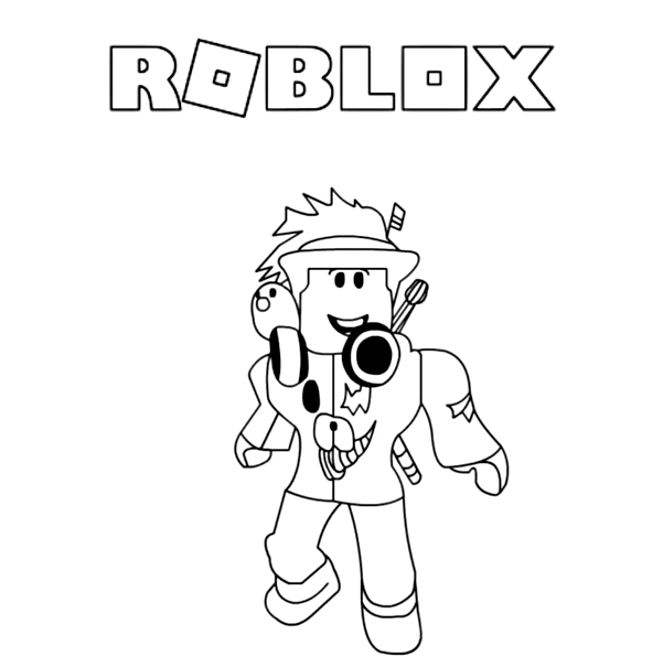 Roblox male listens to music by headphone Coloring Page