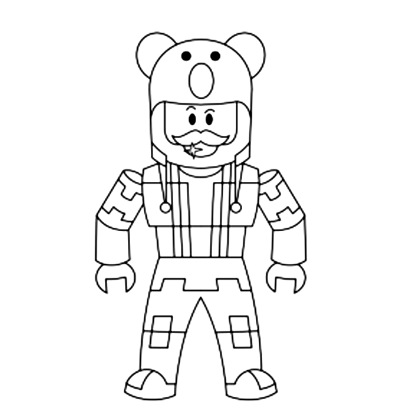Roblox Noob wears a cutesy polar bear hood Coloring Pages
