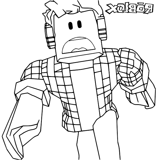 Robloxian listens to music via hexagon headphone Coloring Pages