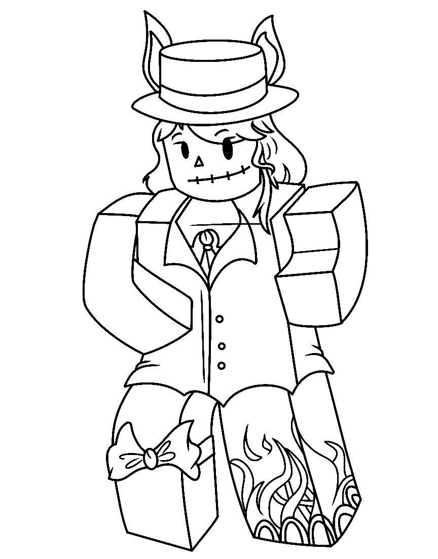 Robloxian 女巫穿西装 Coloring Page