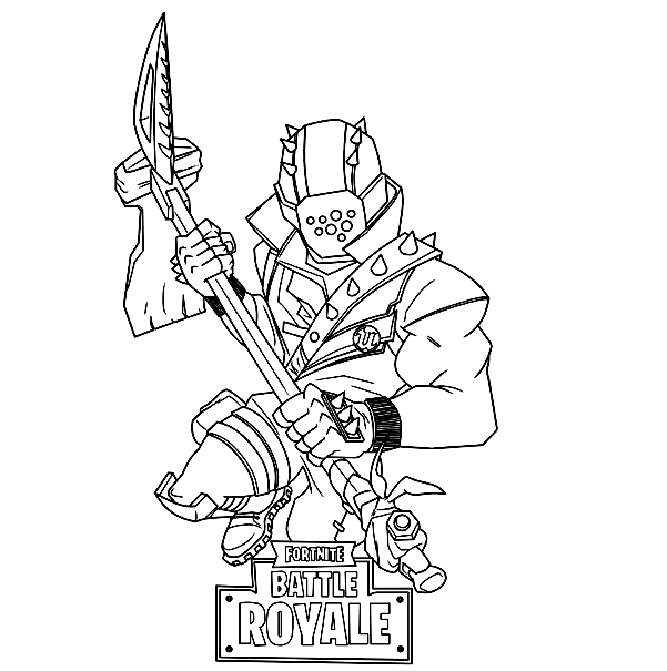 Rust Lord wears a pin on his shirt with the Unreal Engine logo on it in Fortnite Coloring Pages