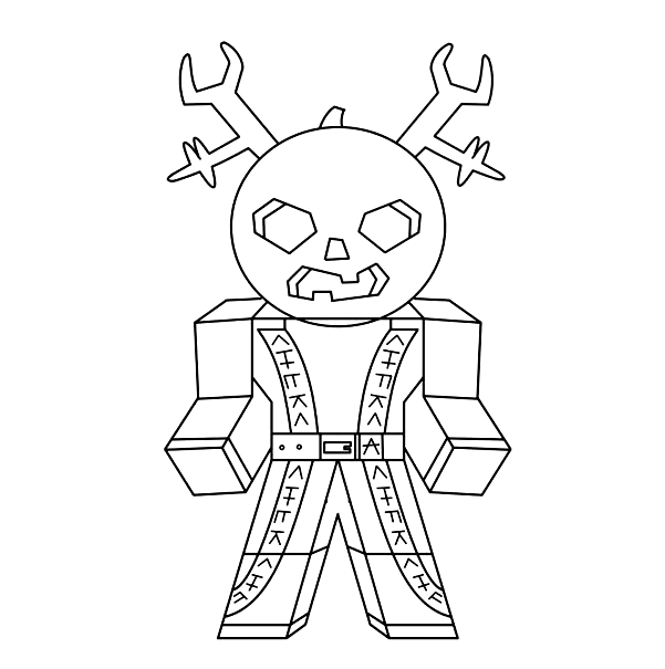 Samurai with a pumpkin head and wrenches from Roblox Coloring Pages