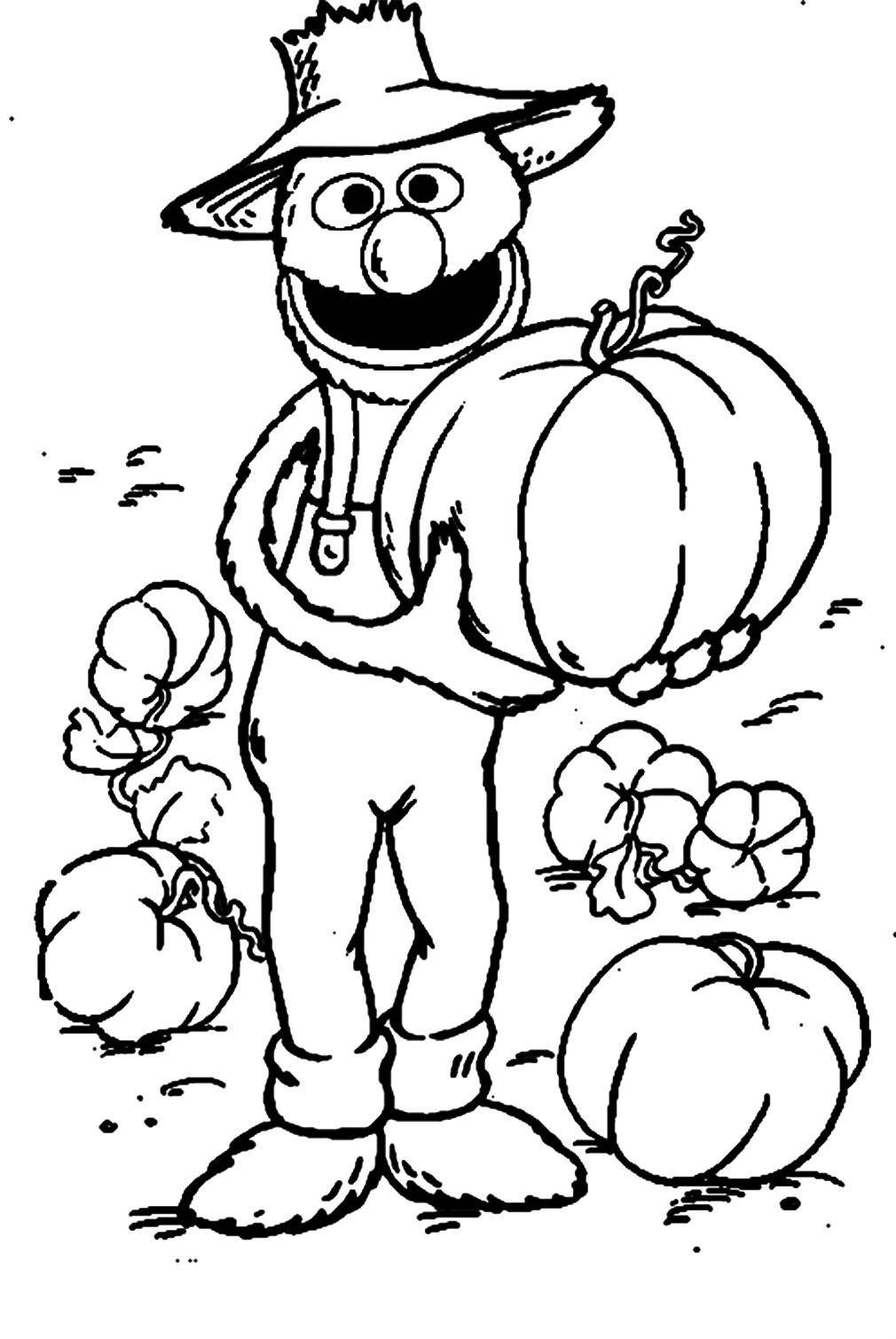 Sesame Street Grover Halloween Pumpkin Coloring Page
