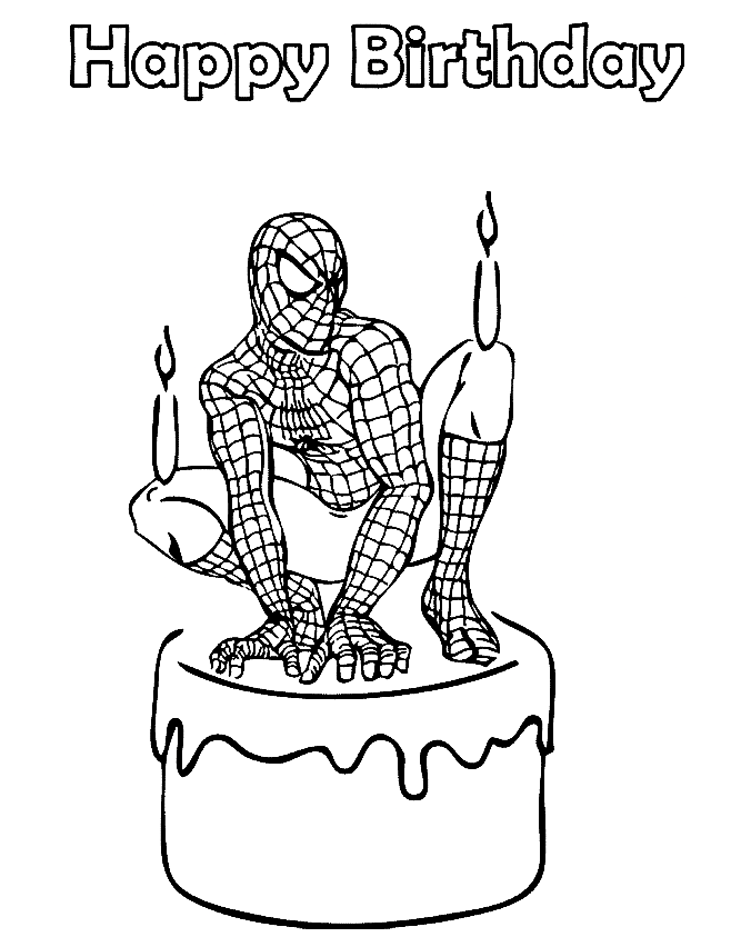 Spiderman Birthday Coloring Page