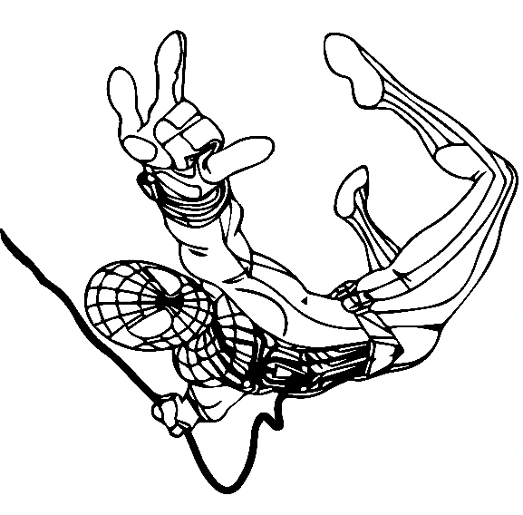 Spiderman Hanging From The Spider Cloth Coloring Page