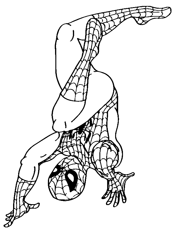 Spiderman ondersteboven kleurplaat