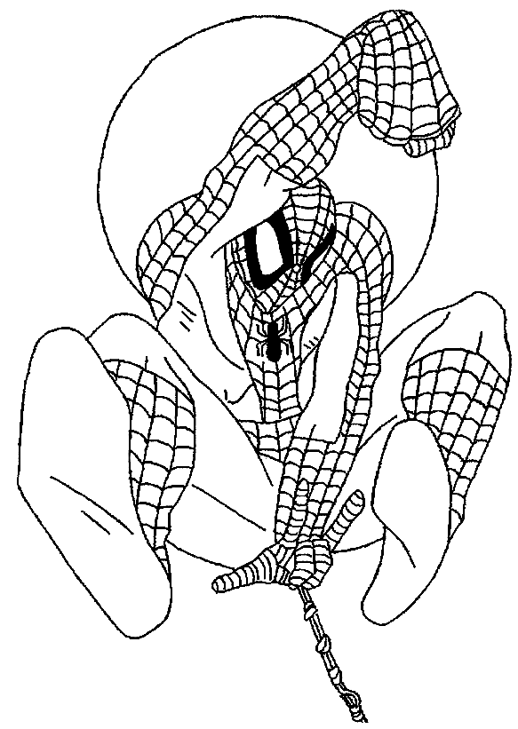 Spiderman jumps in the moon night Coloring Page