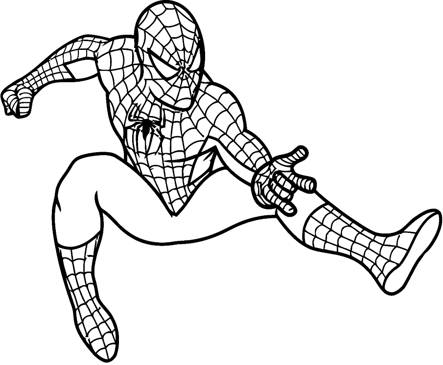 Раскраска Человек-паук стреляет в паутину