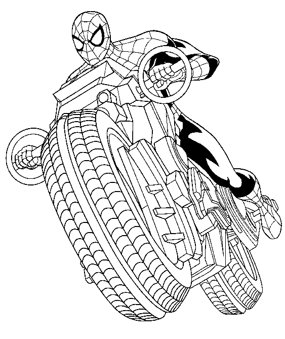 10 Fun Spiderman Motorcycle Coloring Pages for Kids