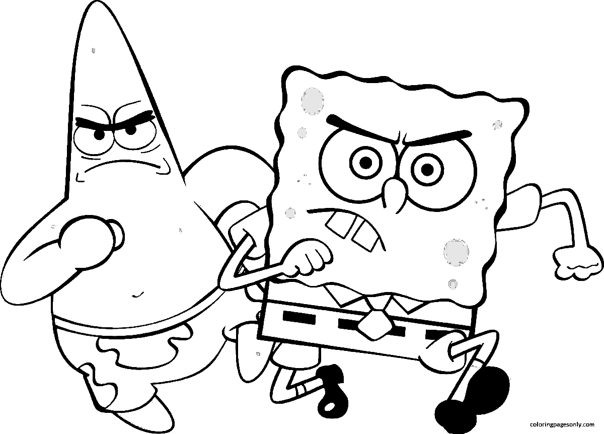 Pagina da colorare di SpongeBob e Patrick Star