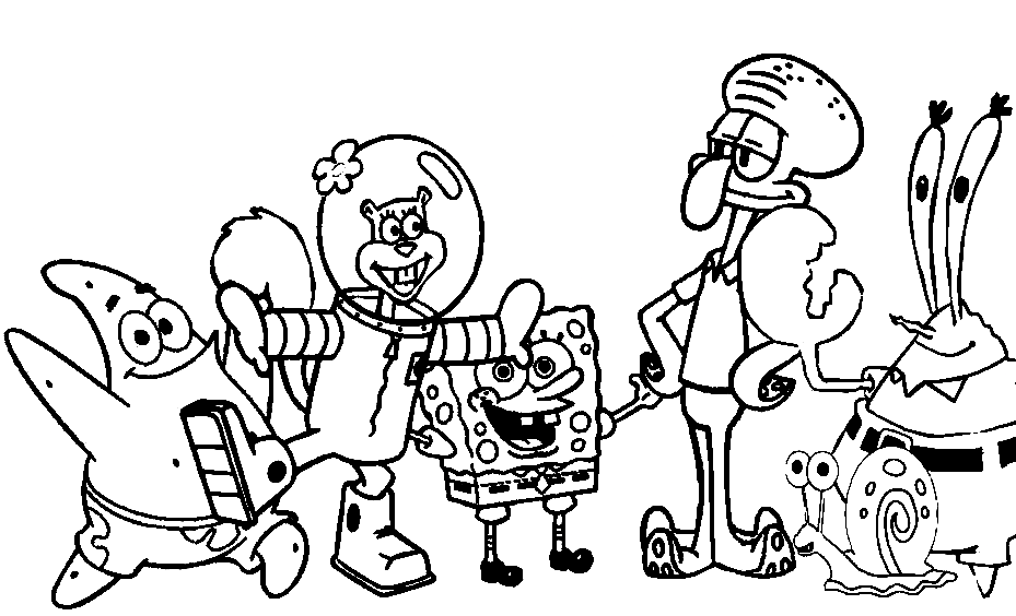 Desenho de Bob Esponja e Amigos 2 para colorir