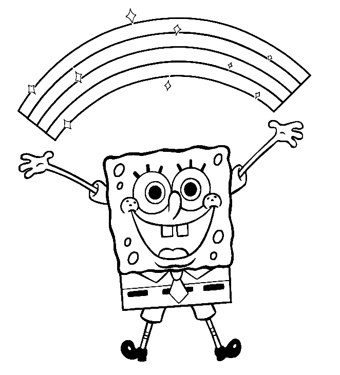 Pagina da colorare di Spongebob felice