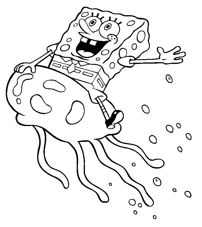 Pagina da colorare di meduse Spongebob