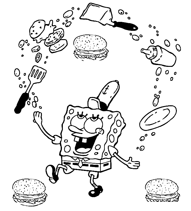 Pagina da colorare di Spongebob Krabby Patty