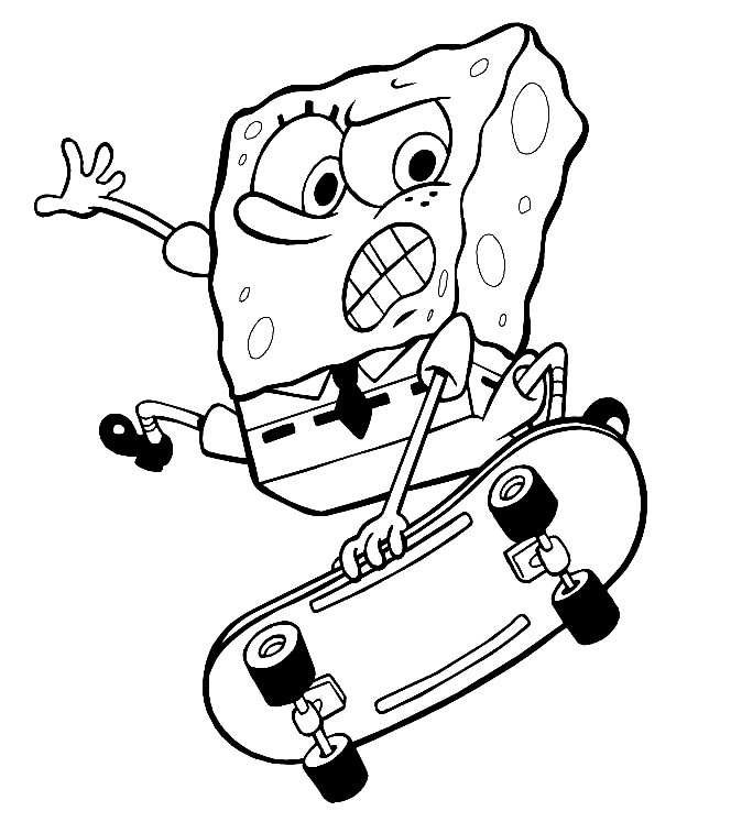 Pagina da colorare di pattinaggio di Spongebob