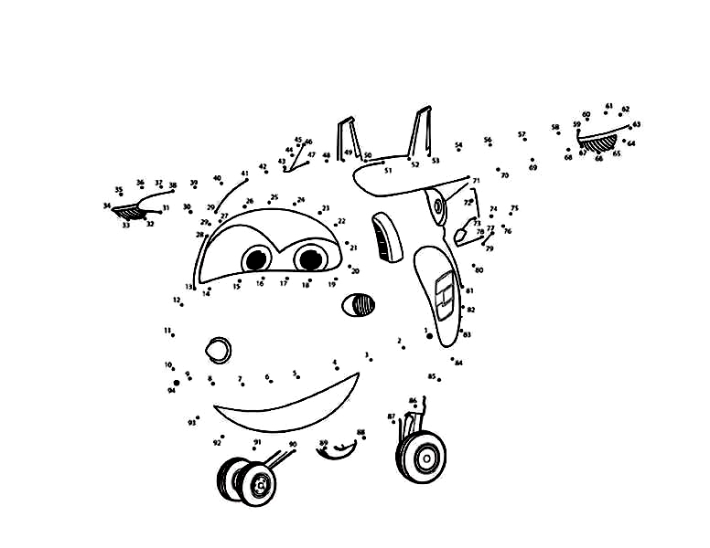 Jett in Super Wings Connect the dots for kids Coloring Pages