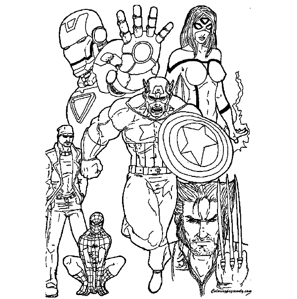 Superhero Team Avengers Coloring Pages