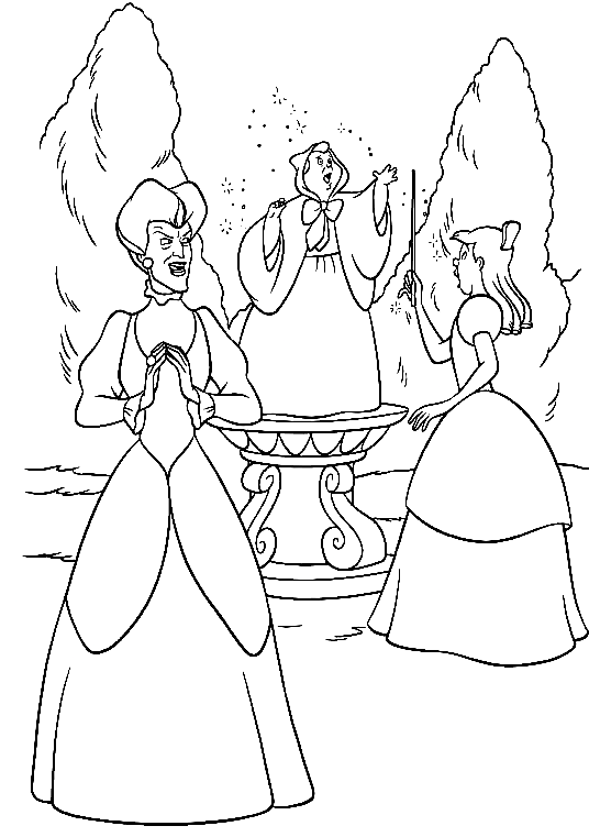 Die Fee singt ein Lied für Cinderella von Cinderella Coloring Page