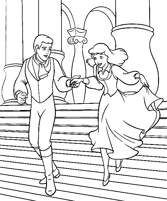 Раскраска Принц и Золушка из мультфильма Золушка