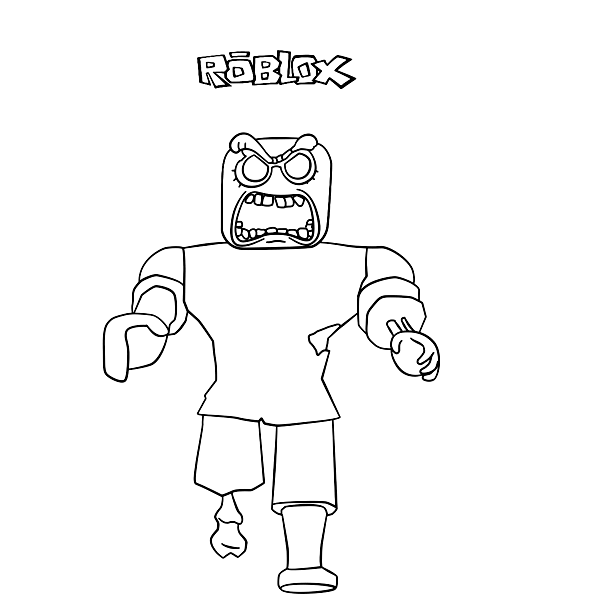 The Roblox Zombie shows its teeth Coloring Pages