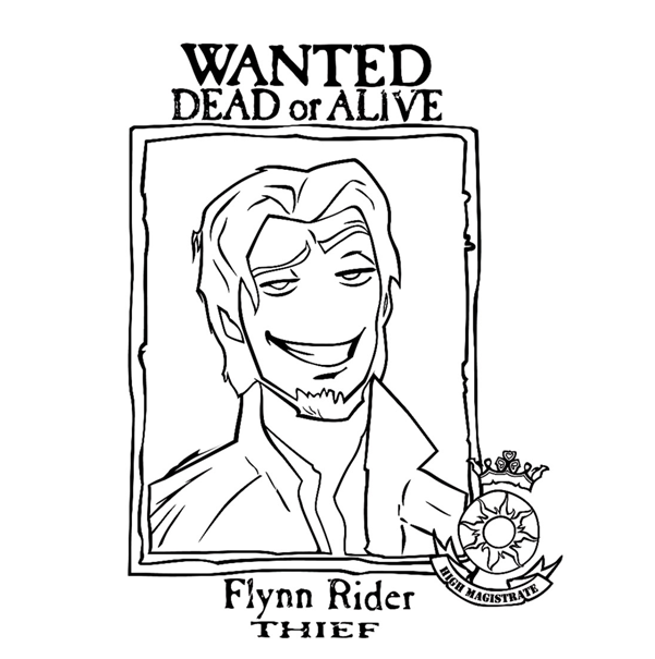 The wanted photo of Flynn rider Coloring Pages