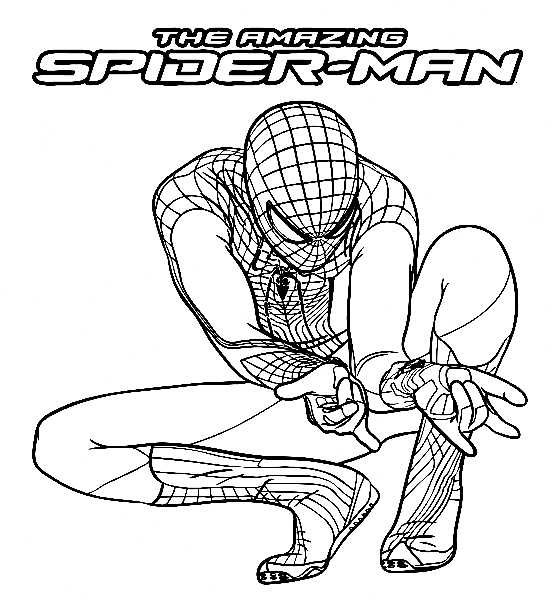 The amazing Spiderman ready to shoot his webs Coloring Page