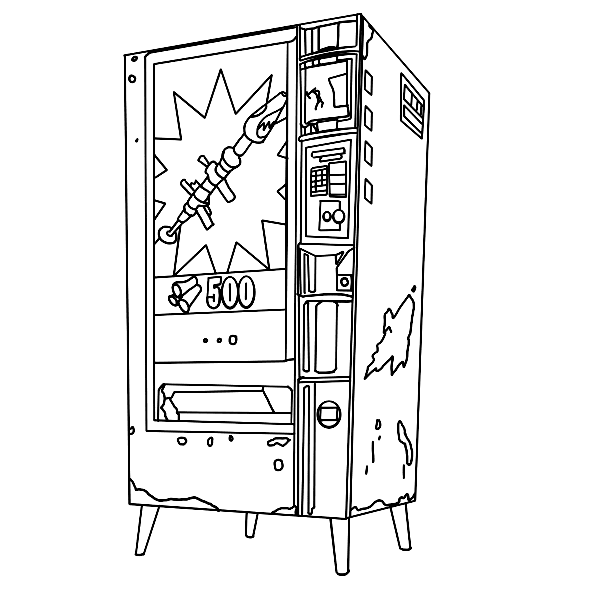 Vending Machine in Fortnite allowed players to obtain a displayed weapon or consumable Coloring Pages