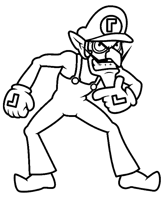 Waluigi is a lanky rival of Luigi and partner of Wario from Super Mario Bros Coloring Page