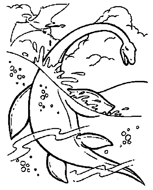 Página para colorir de dinossauro aquático