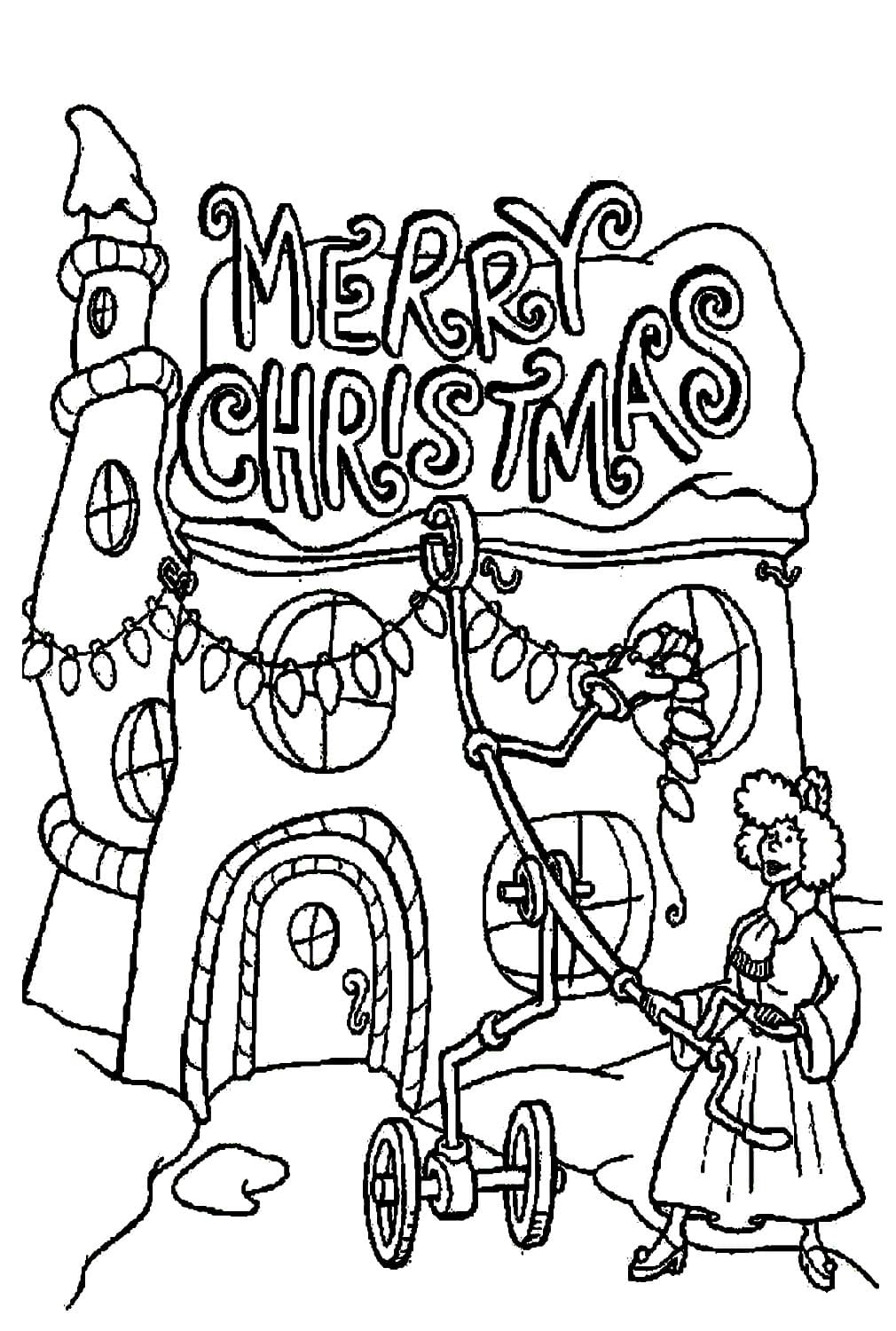《圣诞怪杰》中的女人为圣诞节装饰房子