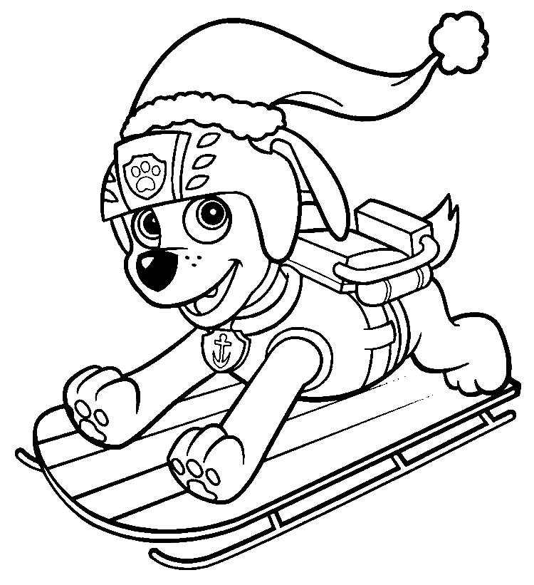 Zuma on Sled Paw Patrol Coloring Page