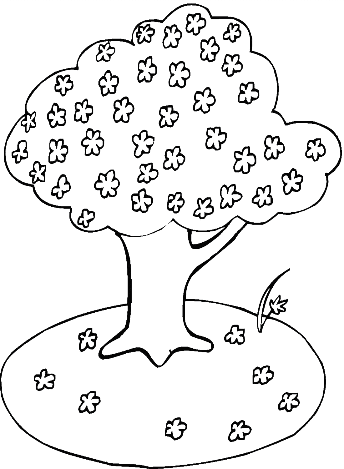 A Blooming Cherry Tree Coloring Page - Free Printable Coloring Pages