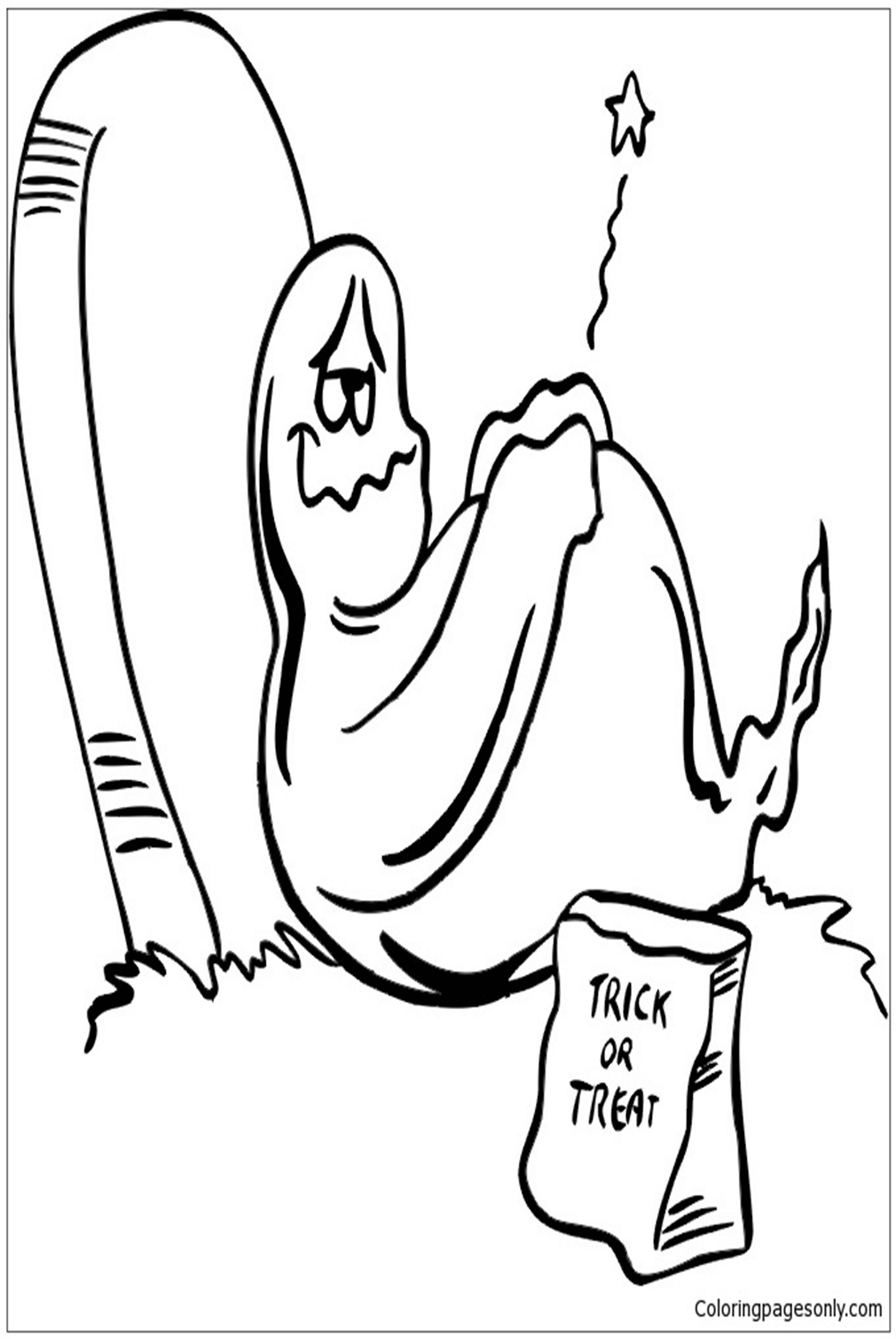 A Ghost With A Tummy Ache Coloring Pages