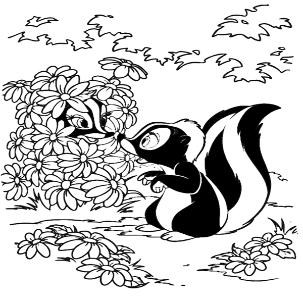 Badgers In the Flowers from Bambi Coloring Pages